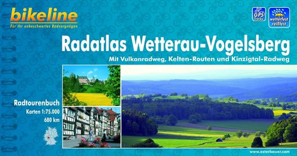 bikeline Radtourenbuch, Radatlas Wetterau Vogelsberg: Mit Vulkanradweg, Kelten-Routen und Kinzigtal- Radweg, 1 : 75 000, wetterfest/reißfest, GPS-Tracks Download cover image