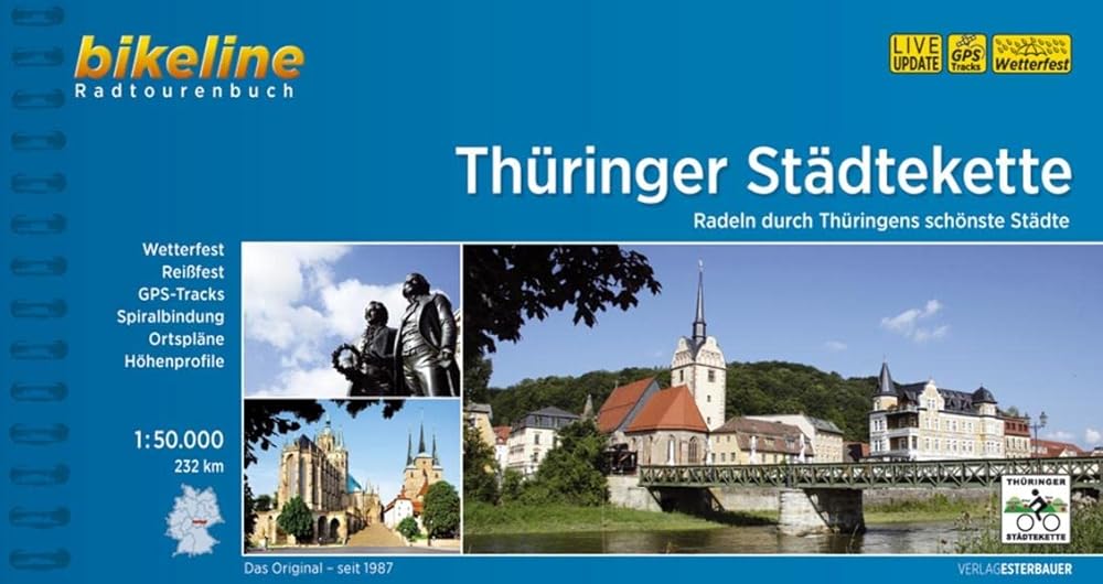 Bikeline Radtourenbuch: Thüringer Städtekette. Die schönsten Städte in Thüringen. 1 : 50.000, 225 km, wetterfest/reißfest, GPS-Tracks Download cover image