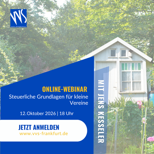 Webinar: Steuerliche Grundlagen für kleine Vereine
